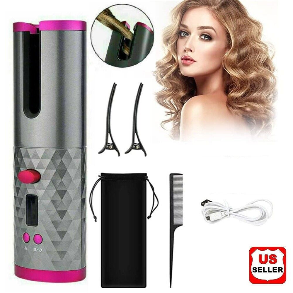 USB Cordless Automatic Rotating Hair Curler Hair Waver Curling Iron Styling Tool