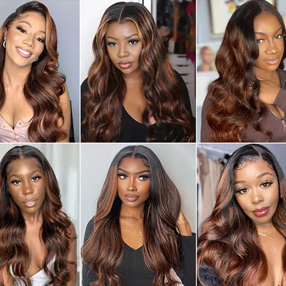 22 24 26 Inch Dark Brown Bundles Human Hair #4 Body Wave Bundles Highlight Human Hair Bundles Ombre Body Wave Bundles Three Tone Chocolate Brown Bundles