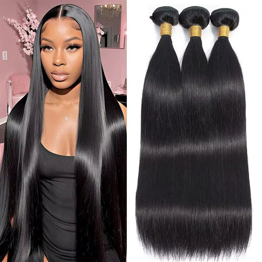 Straight Bundles Human Hair 16 16 16 Inch Brazilian Straight Hair Bundles 100% Virgin Hair Weave Bundles Human Hair Extension