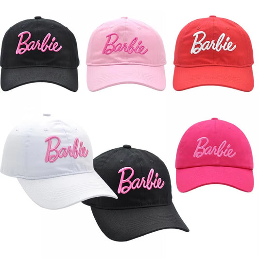 New Kawaii Barbie Letters Embroidered Baseball Cap Anime Cartoon Fashion Summer Adjustable Sun Caps Outdoor Casual Peaked Hat