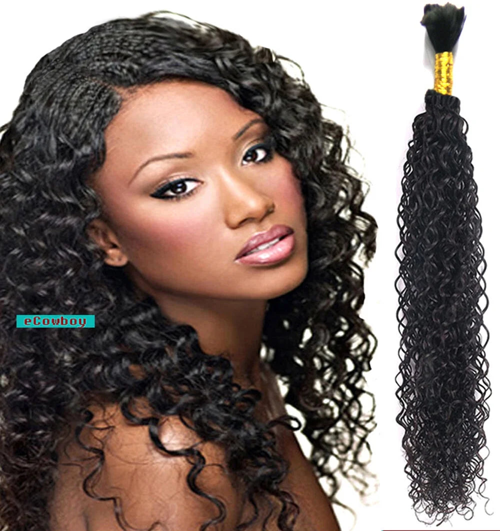 Bulk Hair for Micro Braiding Hair Weave 100 % Unprocessed Virgin Remy Brazilian Human Hair Bundles 100G Natural Color Weave Hair Jerry Curly Hair 20"