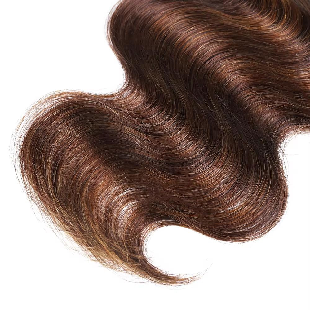 22 24 26 Inch Dark Brown Bundles Human Hair #4 Body Wave Bundles Highlight Human Hair Bundles Ombre Body Wave Bundles Three Tone Chocolate Brown Bundles