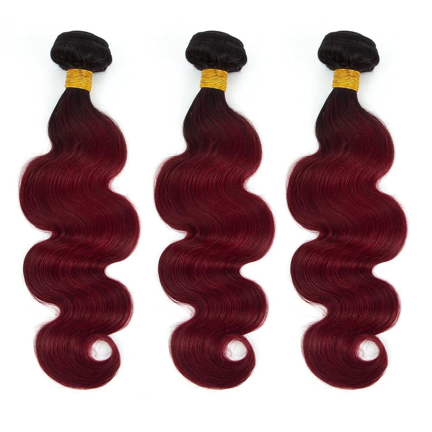 Body Wave Bundles Human Hair 1B/99J Ombre Human Hair Bundles 3 Bundles Human Hair Body Wave Brazilian Virgin Hair Bundles Deals Body Wave Human Hair Extensions(1B/99J-Bb-26 28 30Inch)